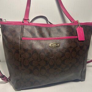 Coach City Tote Women's Bag - Brown/Purple-Pink Stripe, Secure the BAG!!!